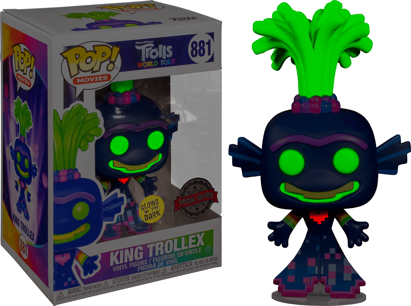 FUN47551 Trolls World Tour - King Trollex Glow US Exclusive Pop! Vinyl [RS] - Funko - Titan Pop Culture