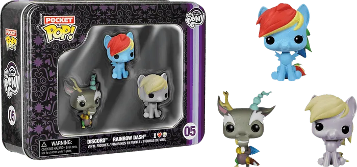 FUN4800 My Little Pony - Discord, Rainbow Dash & Derpy Pocket Pop! 3-Pack Tin - Funko - Titan Pop Culture