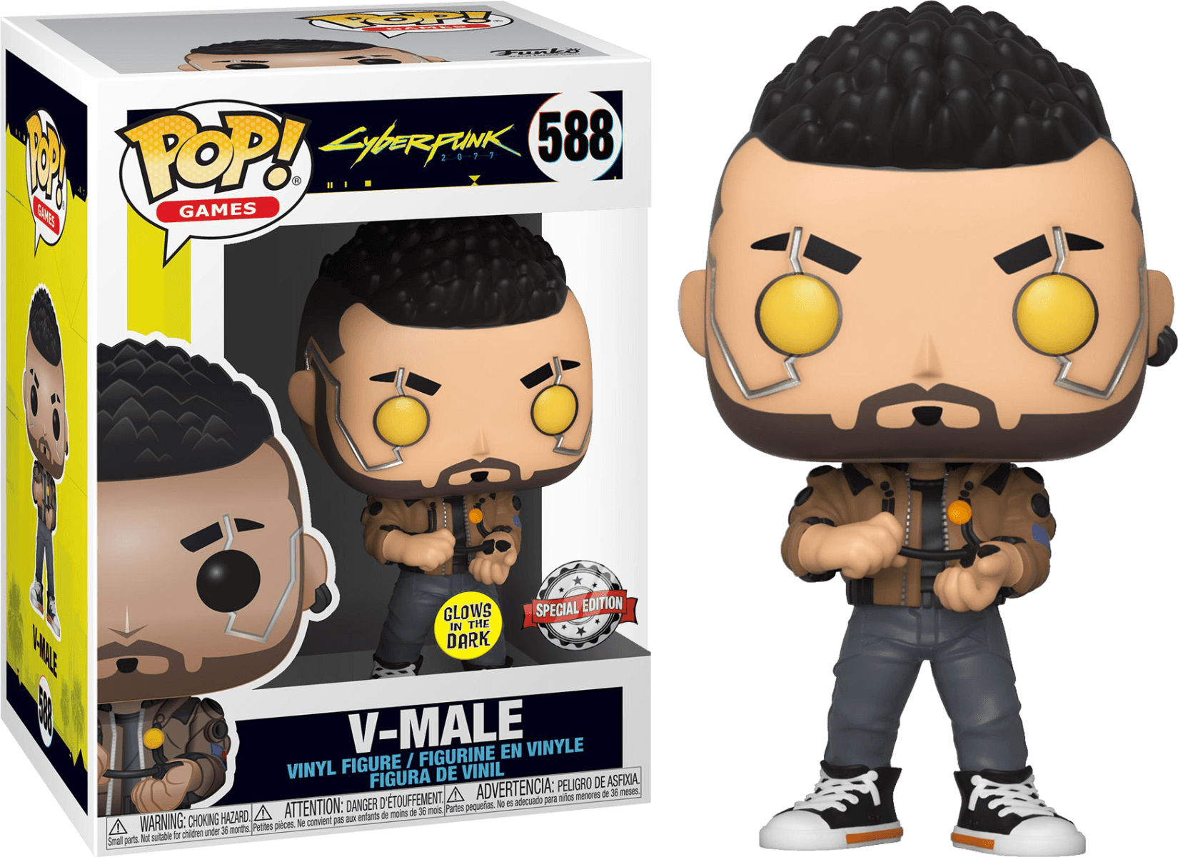 FUN48015 Cyberpunk 2077 - V-Male Glow US Exclusive Pop! Vinyl [RS] - Funko - Titan Pop Culture