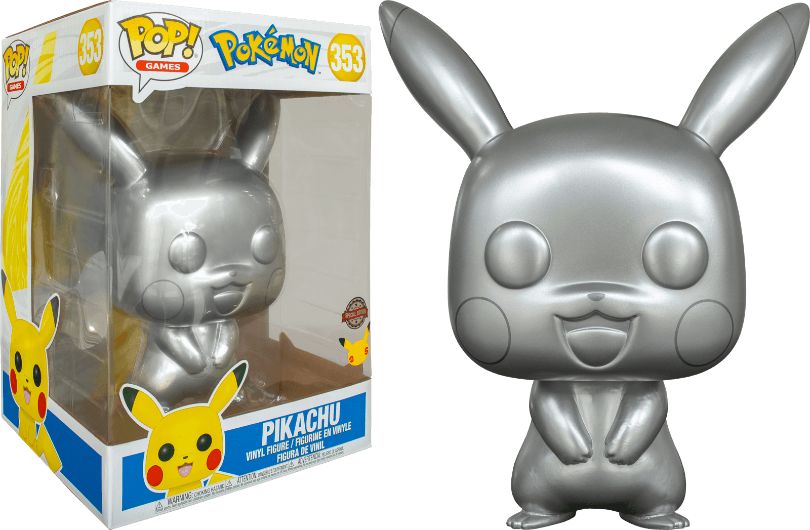FUN54588 Pokemon - Pikachu Silver Metallic 25th Anniversary 10" US Exclusive Pop! Vinyl [RS] - Funko - Titan Pop Culture