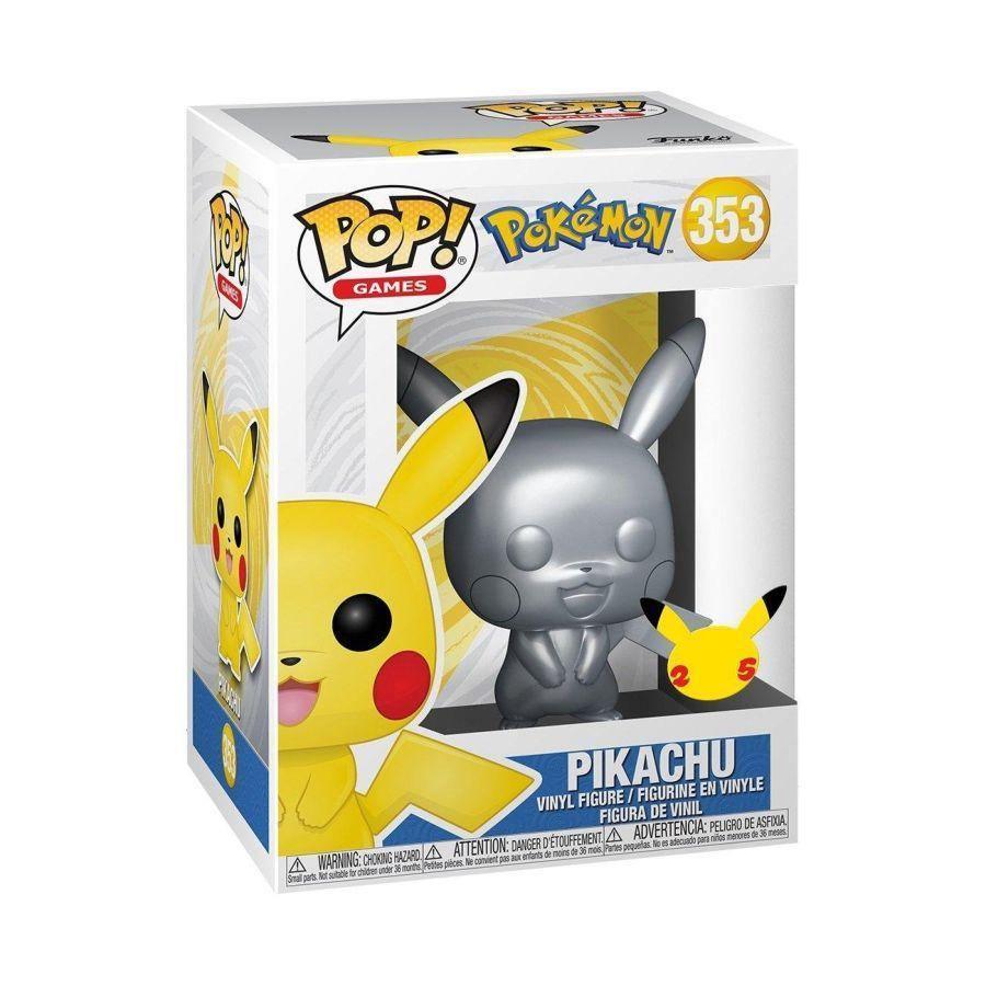 FUN54588 Pokemon - Pikachu Silver Metallic 25th Anniversary 10" US Exclusive Pop! Vinyl [RS] - Funko - Titan Pop Culture