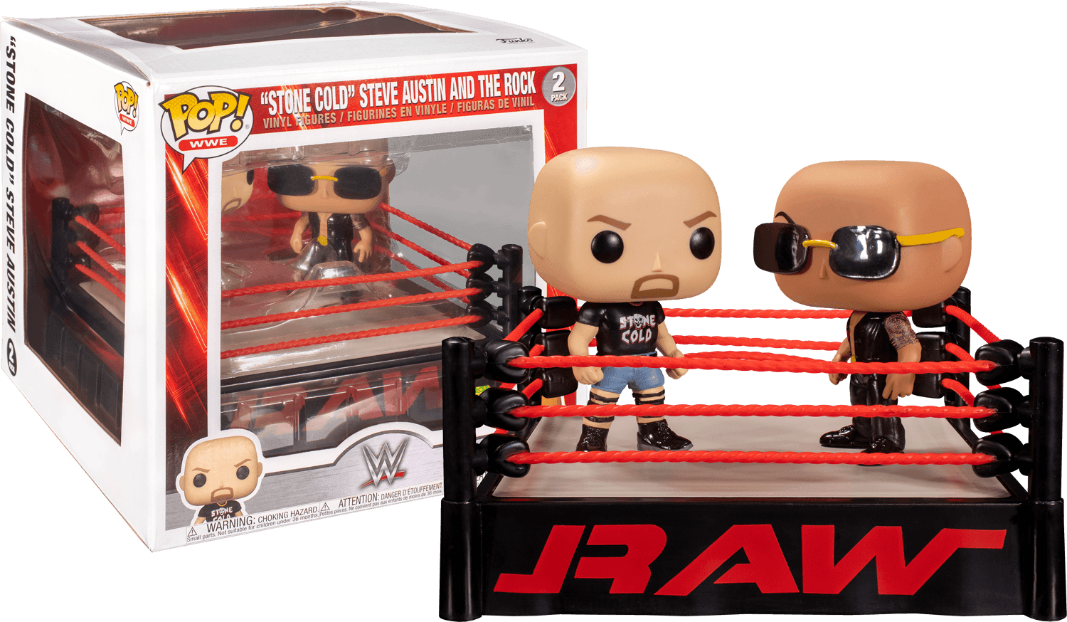 FUN54661 WWE - The Rock v Stone Cold Wrestling Ring Pop! Moment - Funko - Titan Pop Culture