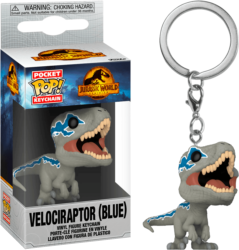 FUN55299 Jurassic World 3: Dominion - Velociraptor (Blue) Pocket Pop! Keychain - Funko - Titan Pop Culture