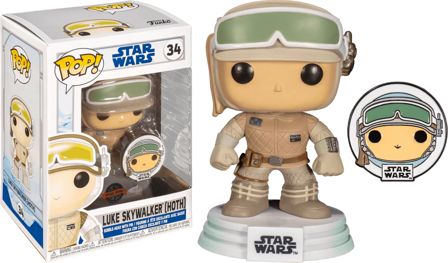 FUN55483 Star Wars: Across the Galaxy - Luke Skywalker Hoth US Exclusive Pop! Vinyl with Pin [RS] - Funko - Titan Pop Culture