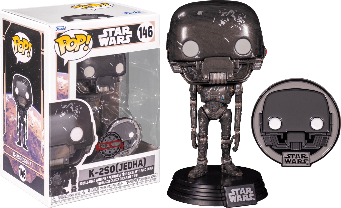 FUN55497 Star Wars: Across the Galaxy - K-2SO US Exclusive Pop! Vinyl with Pin [RS] - Funko - Titan Pop Culture