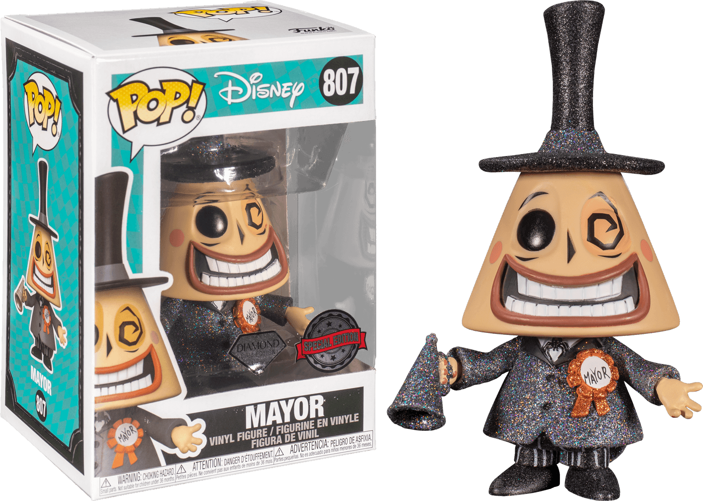 FUN57469 The Nightmare Before Christmas - Mayor with Megaphone (with chase) US Exc Diamond Glitter Pop! [RS] - Funko - Titan Pop Culture