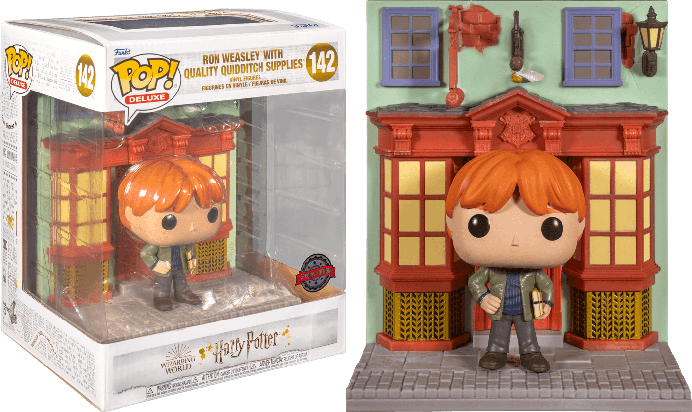 FUN58125 Harry Potter - Quality Quidditch Supplies with Ron Diagon Alley US Exclusive Pop! Deluxe [RS] - Funko - Titan Pop Culture