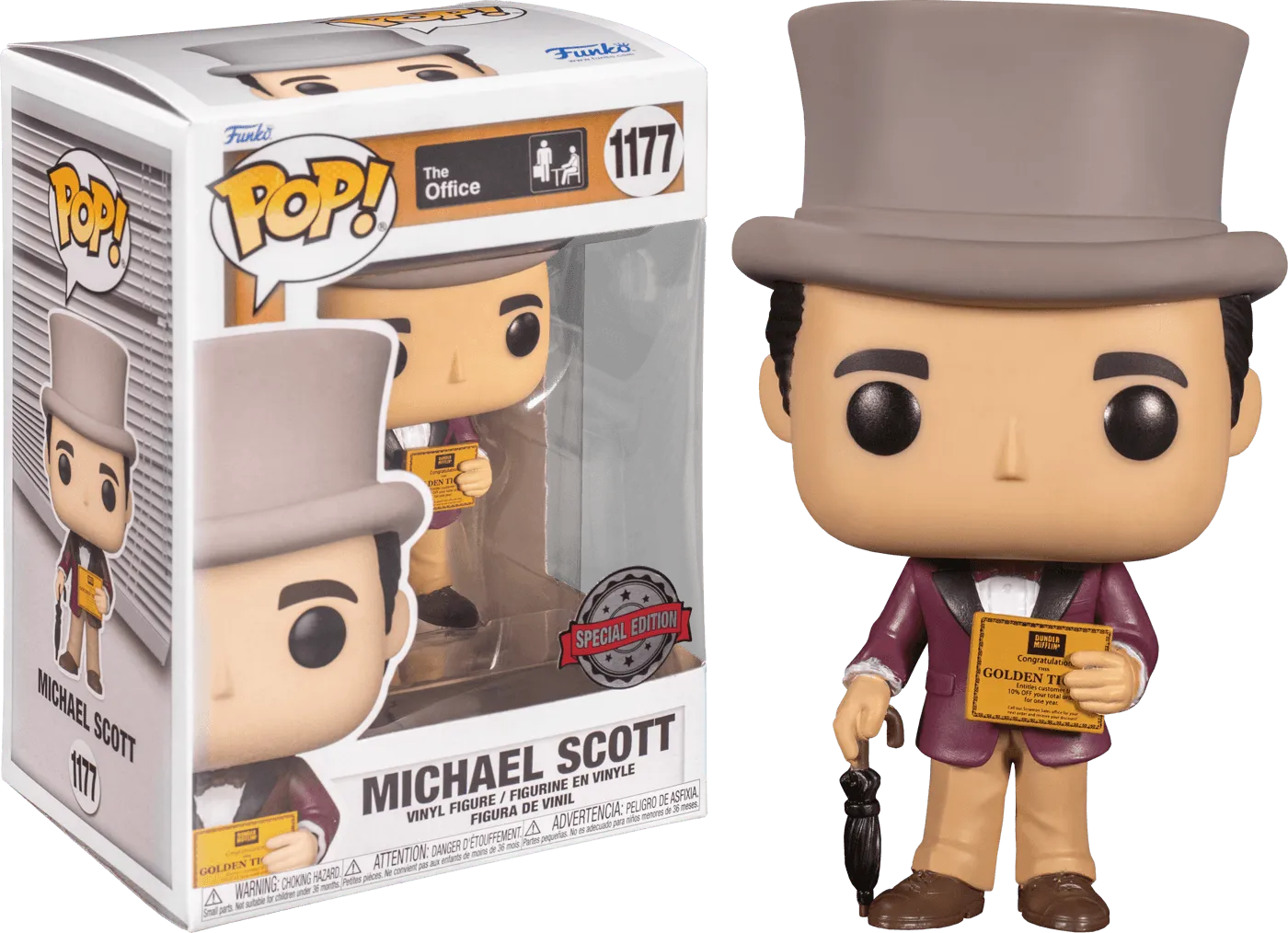 FUN58220 The Office - Michael with Golden Ticket US Exclusive Pop! Vinyl [RS] - Funko - Titan Pop Culture