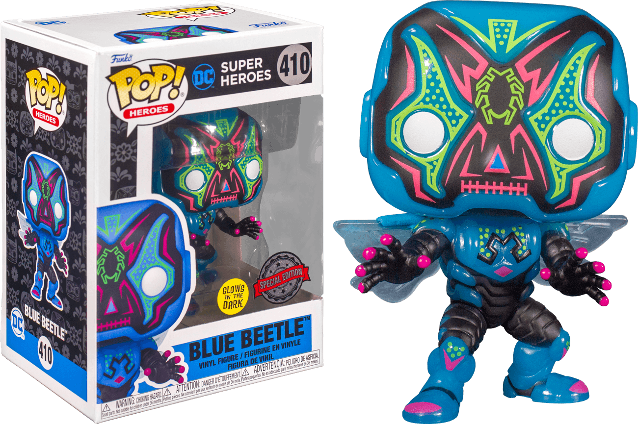 FUN59898 DC Comics - Blue Beetle Dia De Los DC Glow US Exclusive Pop! Vinyl [RS] - Funko - Titan Pop Culture