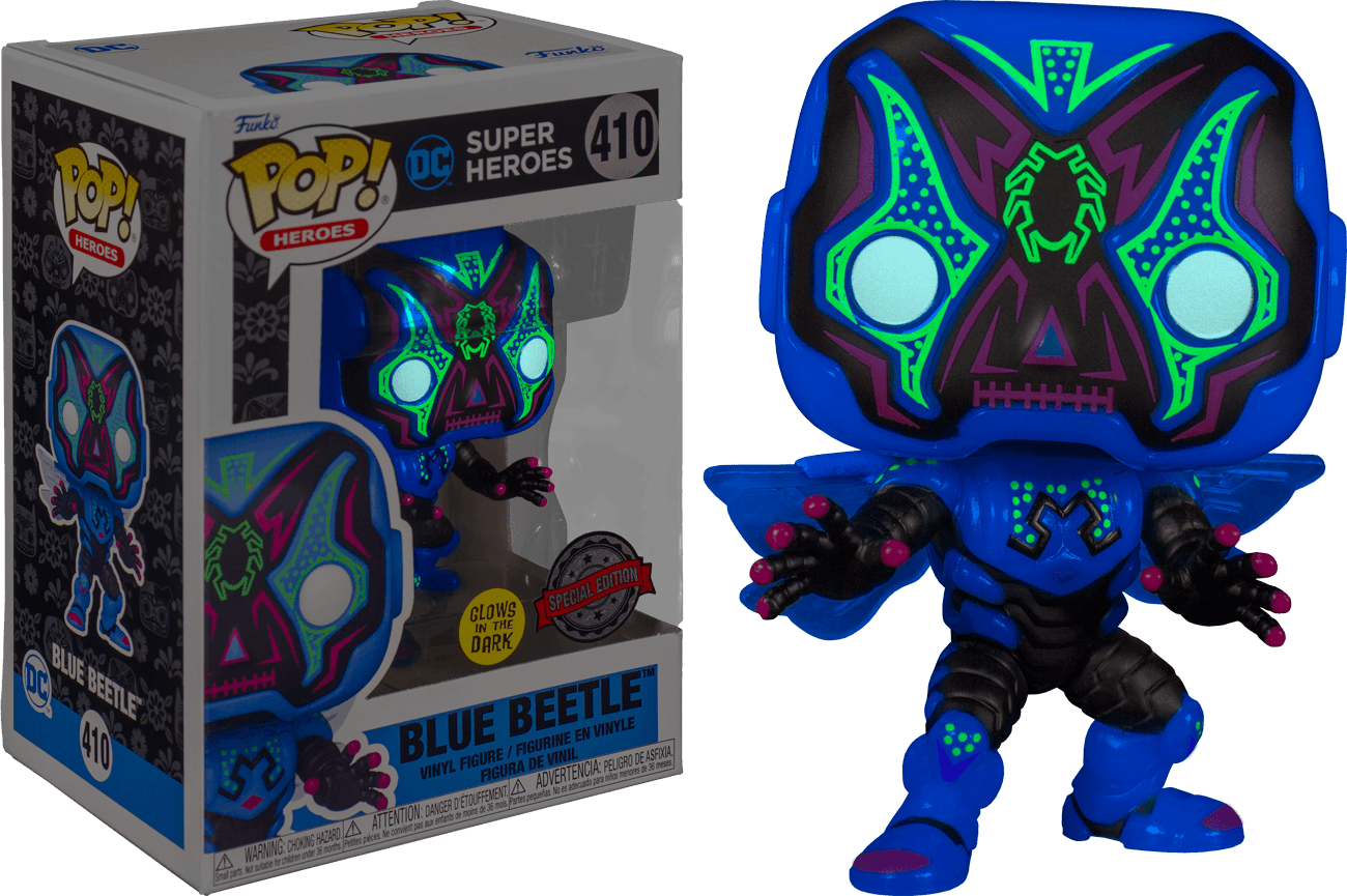 FUN59898 DC Comics - Blue Beetle Dia De Los DC Glow US Exclusive Pop! Vinyl [RS] - Funko - Titan Pop Culture