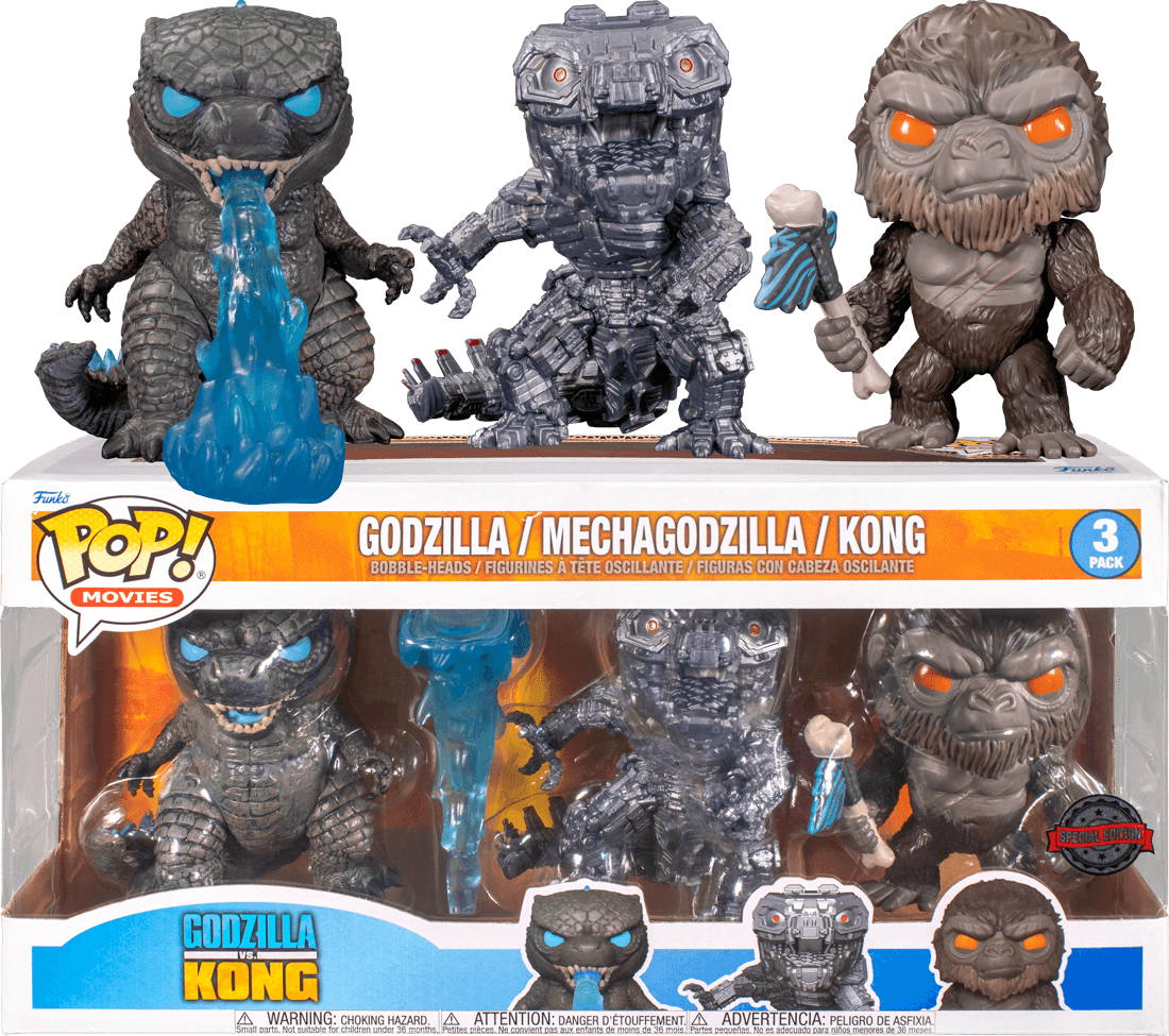 FUN60138 Godzilla Vs Kong - Kong, Godzilla & Mechagodzilla US Exclusive Pop! 3-Pack [RS] - Funko - Titan Pop Culture