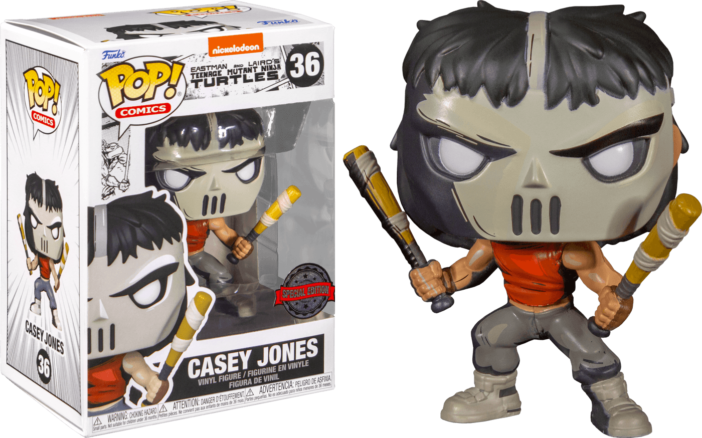 FUN60650 Teenage Mutant Ninja Turtles (Comic) - Casey Jones (with chase) US Exclusive Pop! Vinyl - Funko - Titan Pop Culture