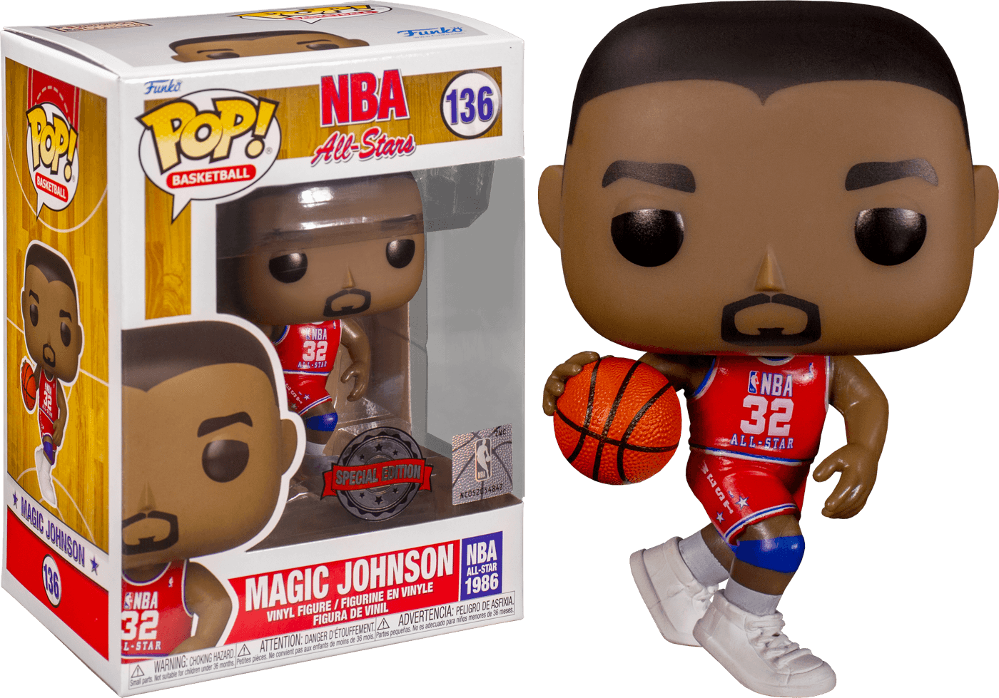 FUN60849 NBA: Legends - Magic Johnson Red All Star US Exclusive Pop! Vinyl [RS] - Funko - Titan Pop Culture