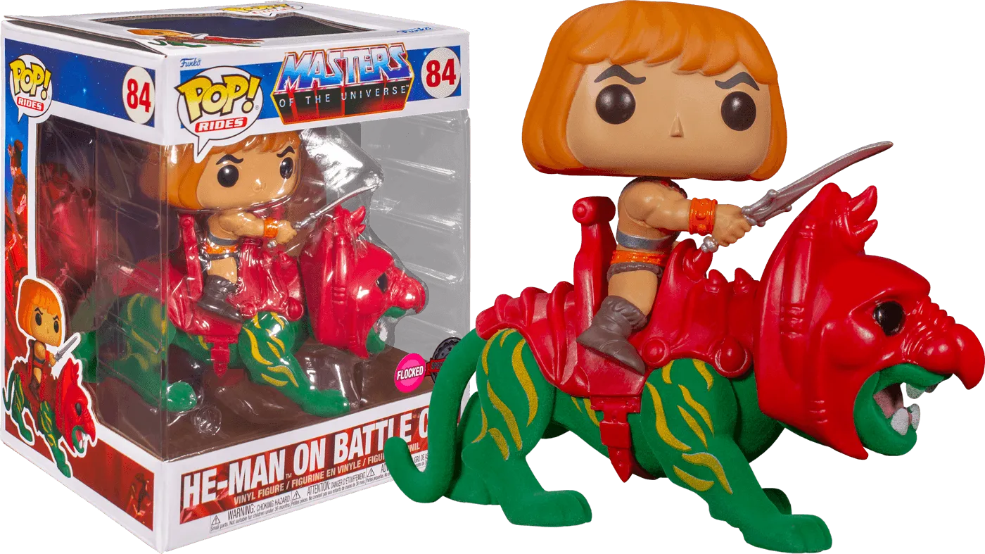 FUN61035 Masters of the Universe - He-Man on Battlecat Flocked US Exclusive Pop! Ride [RS] - Funko - Titan Pop Culture