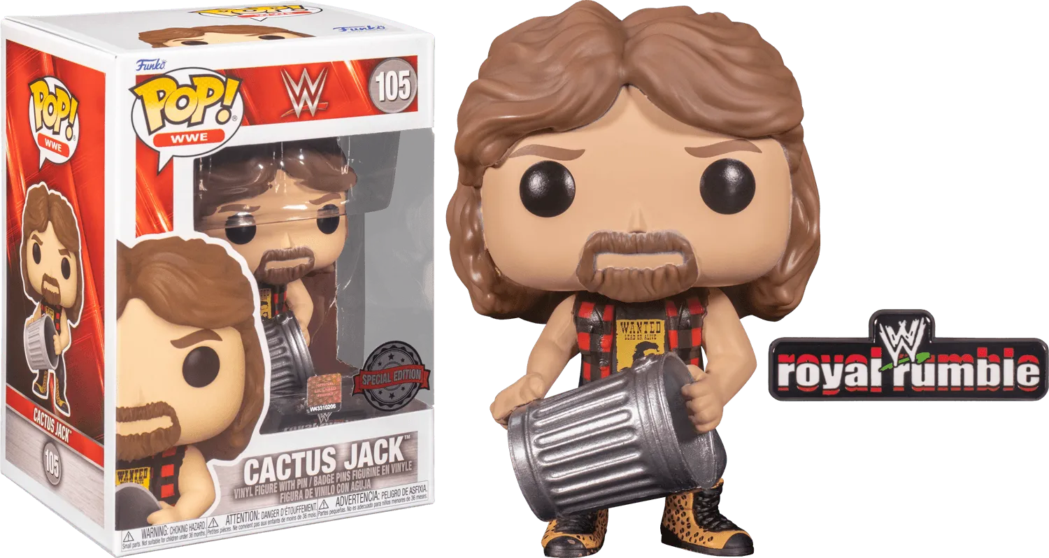 FUN62368 WWE - Cactus Jack w/Trash Can US Exclusive Pop! Vinyl with Pin [RS] - Funko - Titan Pop Culture