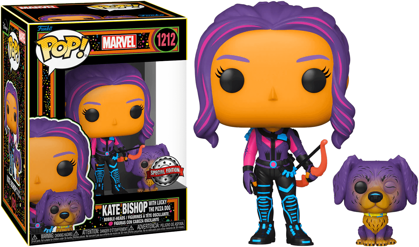 FUN62745 Hawkeye - Kate Bishop & Lucky Black Light US Exclusive Pop! Vinyl [RS] - Funko - Titan Pop Culture