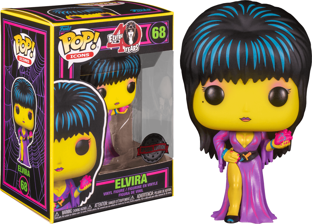 FUN64909 Elvira: Mistress of the Dark - Elvira Black Light US Exclusive Pop! Vinyl [RS] - Funko - Titan Pop Culture