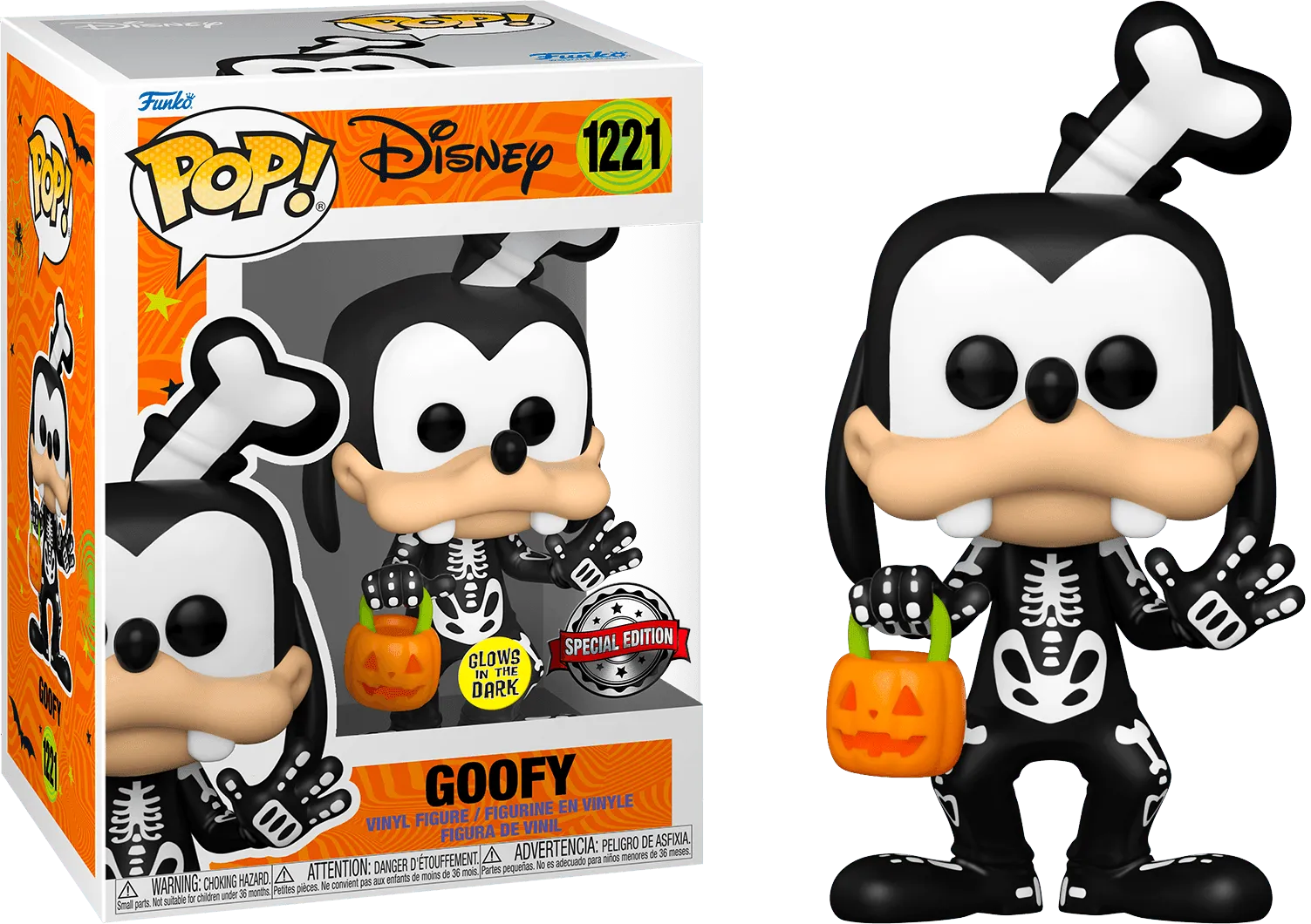 FUN64910 Disney - Goofy Skeleton Glow US Exclusive Pop! Vinyl [RS] - Funko - Titan Pop Culture
