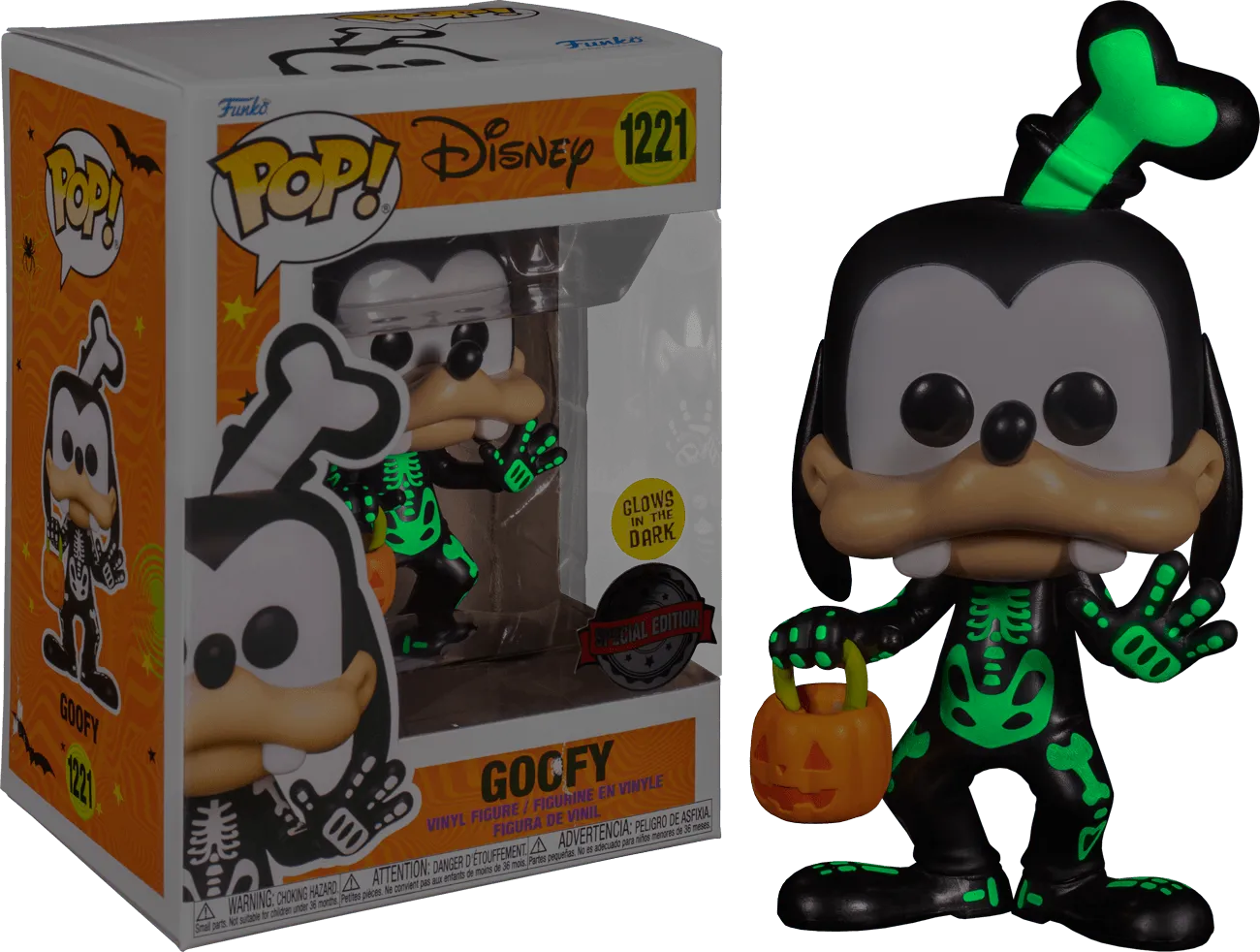 FUN64910 Disney - Goofy Skeleton Glow US Exclusive Pop! Vinyl [RS] - Funko - Titan Pop Culture