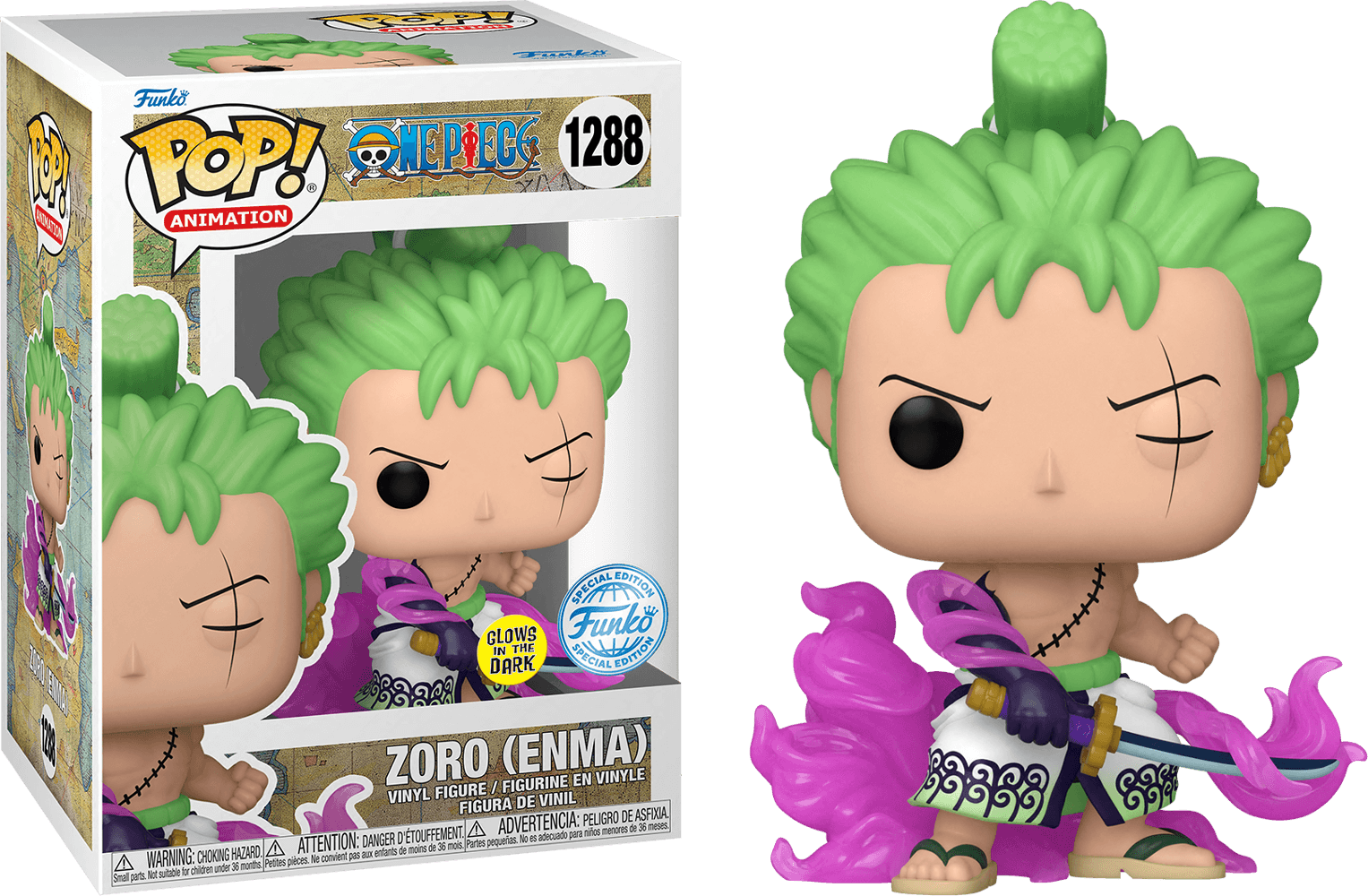 FUN65028 One Piece - Zoro with Enma US Exclusive Glow Pop! Vinyl [RS] - Funko - Titan Pop Culture