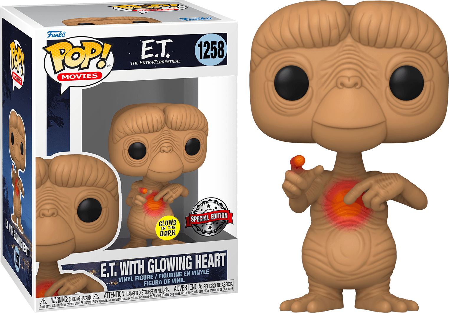 FUN65088 E.T. the Extra-Terrestrial - E.T. Glow Heart US Exclusive Pop! Vinyl [RS] - Funko - Titan Pop Culture