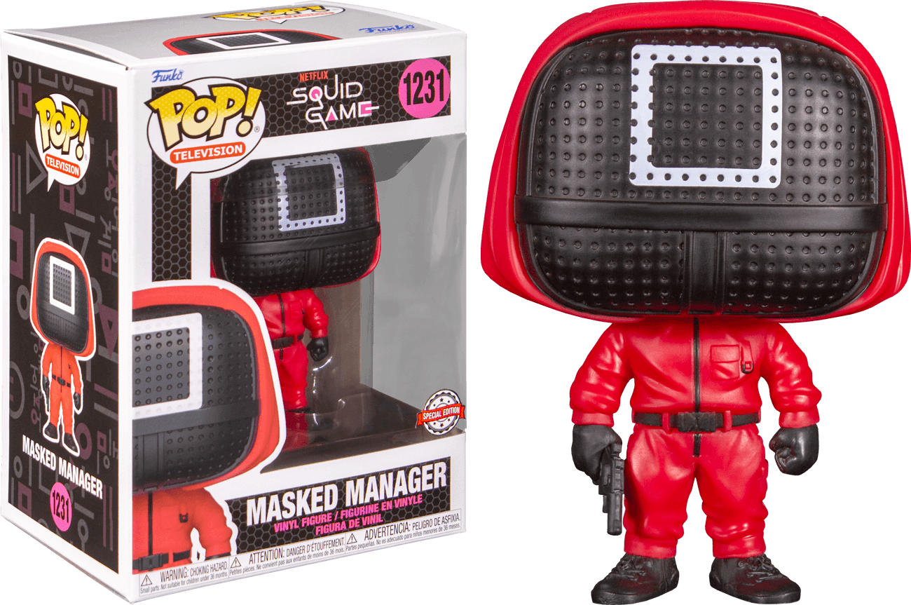FUN65169 Squid Game - Manager Red Soldier (▢ Mask) Pop Vinyl [RS] - Funko - Titan Pop Culture