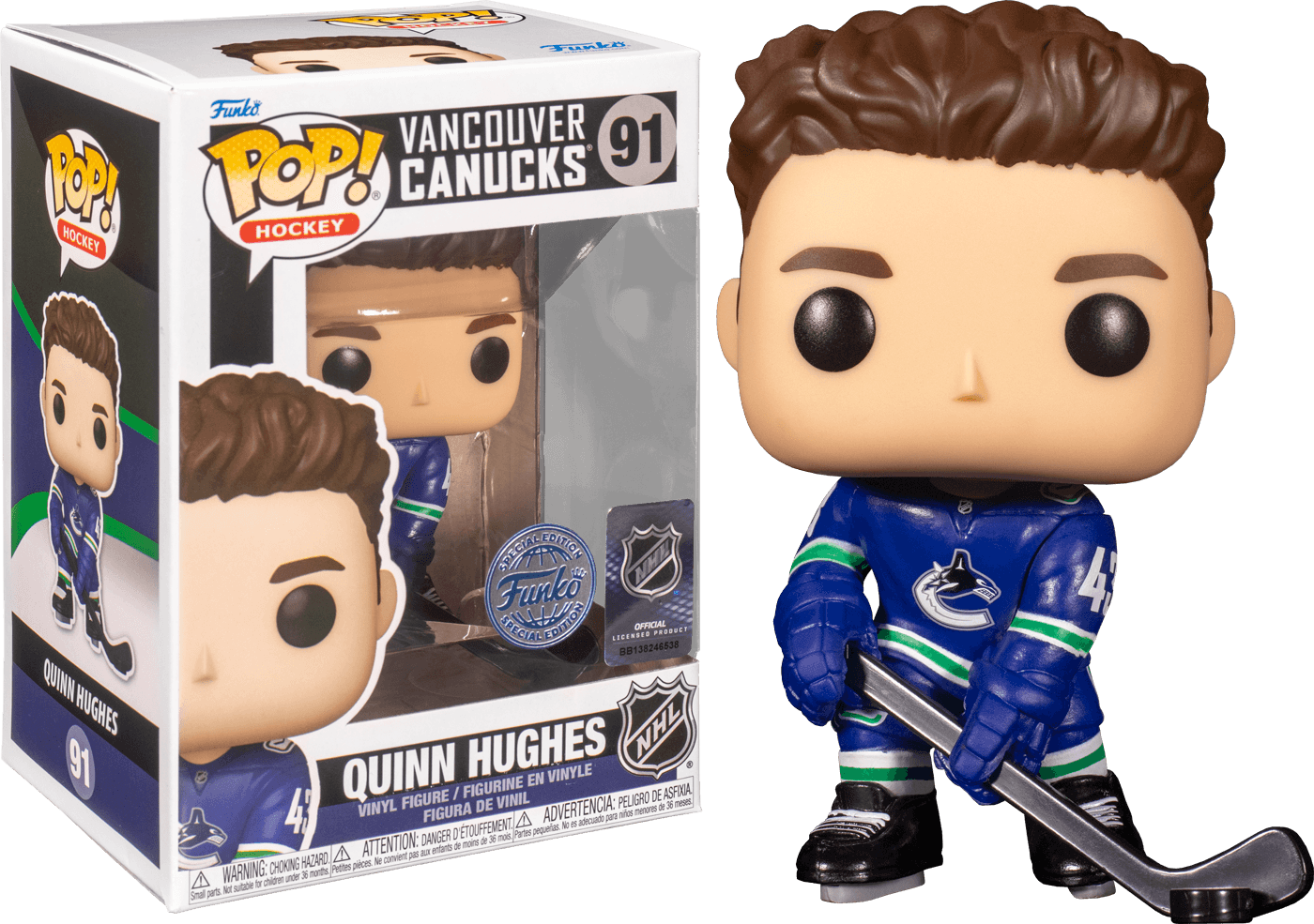 FUN66327 NHL: Vancouver - Quinn Hughes (Home) US Exclusive Pop! Vinyl [RS] - Funko - Titan Pop Culture