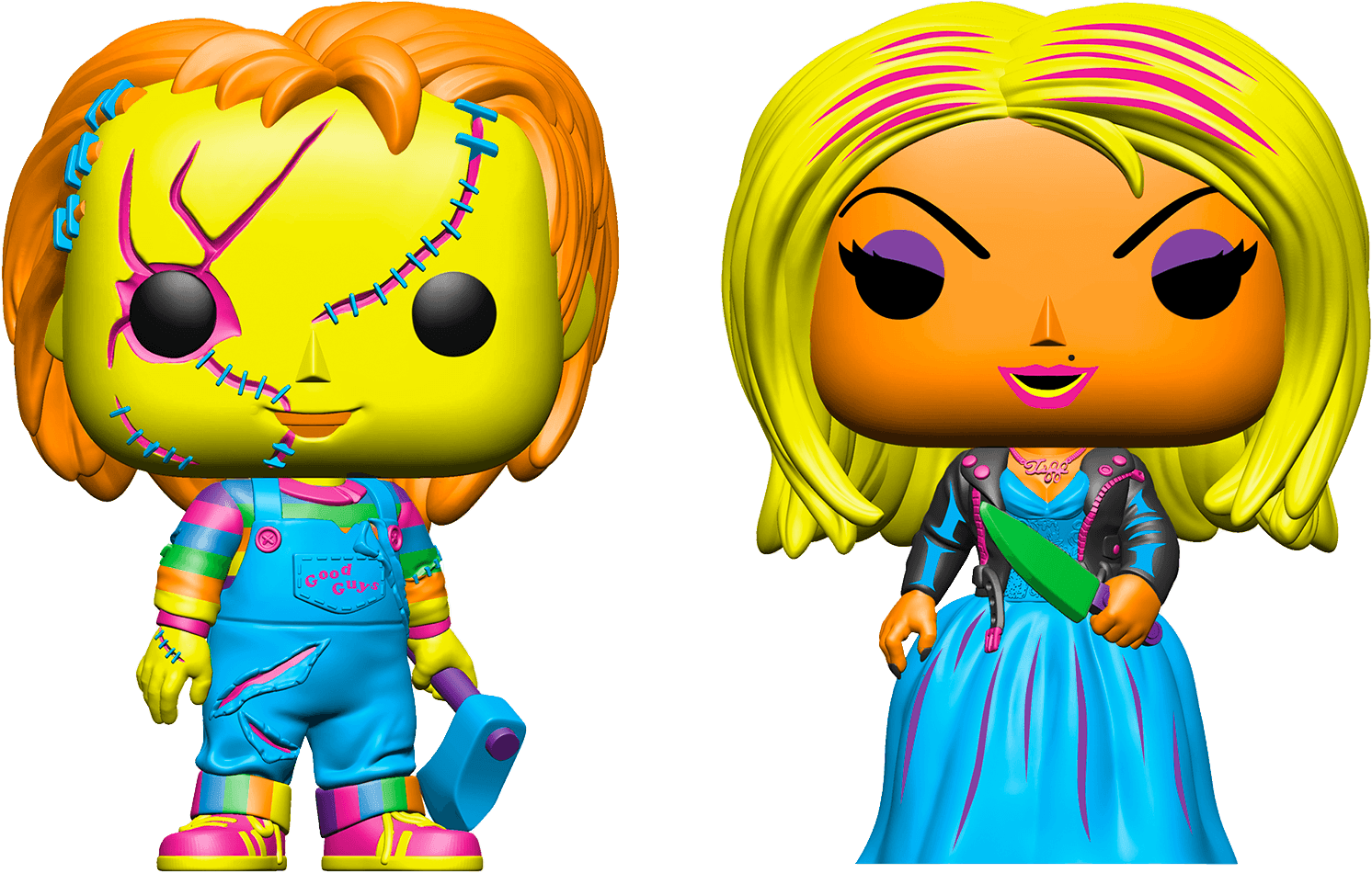 FUN67714 Child's Play 4: Bride of Chucky - Chucky & Tiffany Black Light US Exclusive Pop! 2-Pack [RS] - Funko - Titan Pop Culture