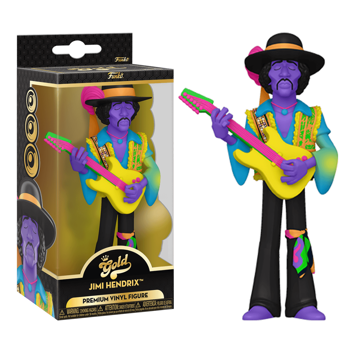 FUN70592 Jimi Hendrix - Jimi Hendrix Blacklight 5" Vinyl Gold - Funko - Titan Pop Culture