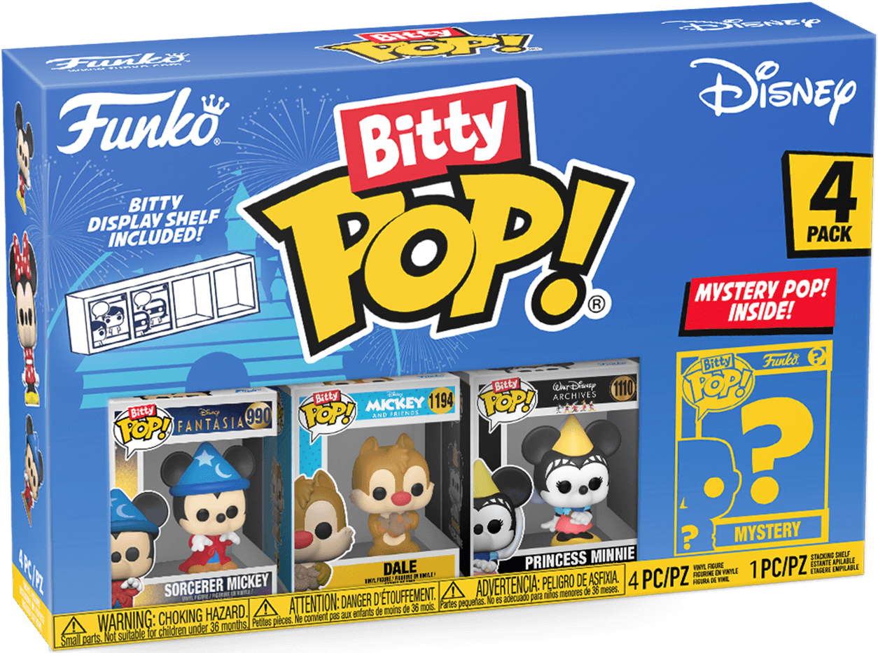 FUN71321 Disney - Sorcerer Mickey & Friends Bitty Pop! 4-Pack - Funko - Titan Pop Culture