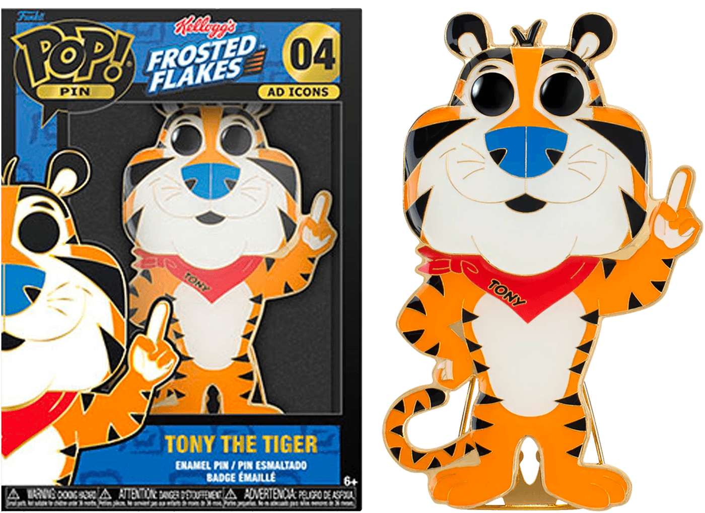 FUNKLPP0005 Frosted Flakes - Tony the Tiger (with chase) 4" Pop! Enamel Pin - Funko - Titan Pop Culture