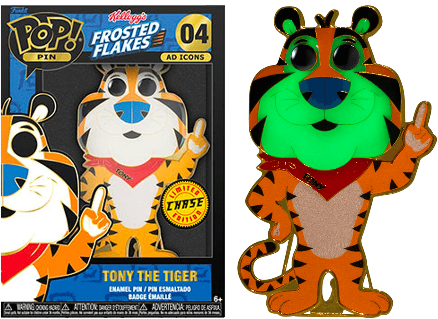 FUNKLPP0005 Frosted Flakes - Tony the Tiger (with chase) 4" Pop! Enamel Pin - Funko - Titan Pop Culture