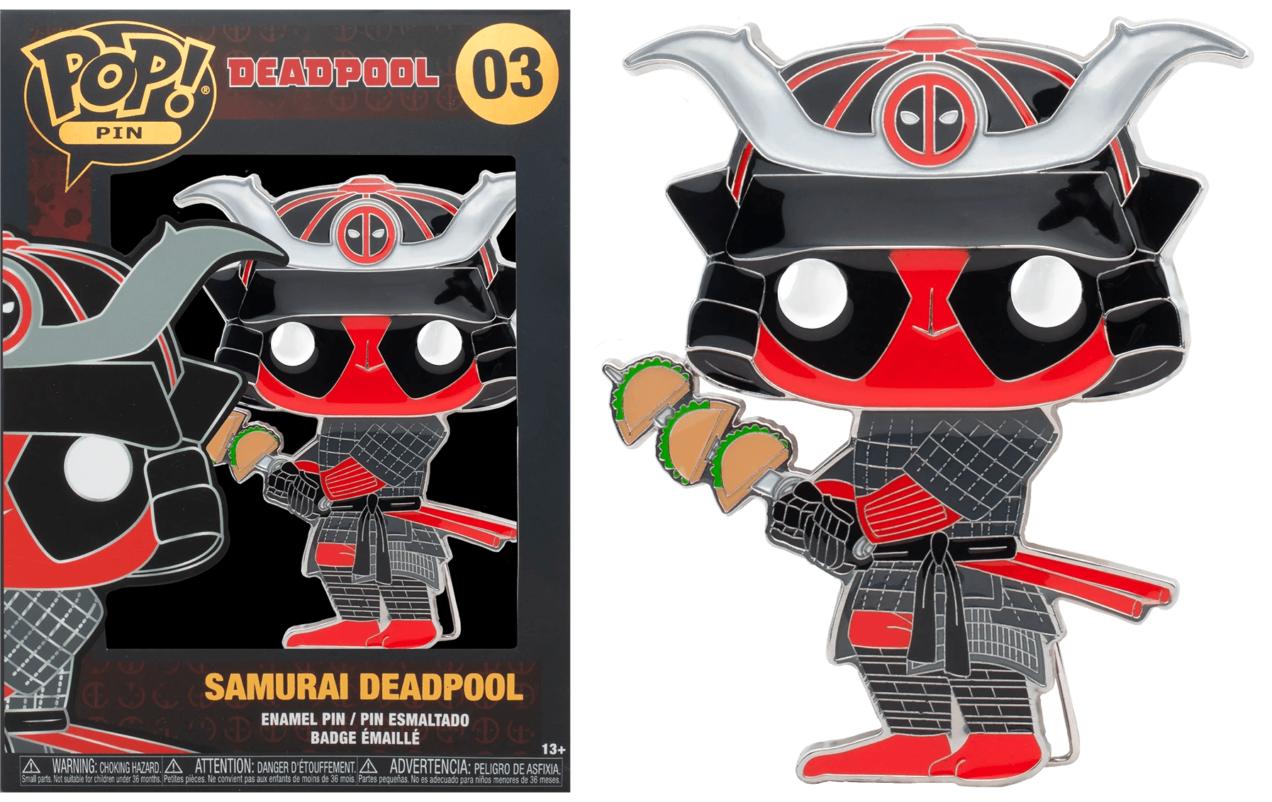 FUNMVPP0016 Deadpool - Taco Samurai 4" Pop! Enamel Pin - Funko - Titan Pop Culture