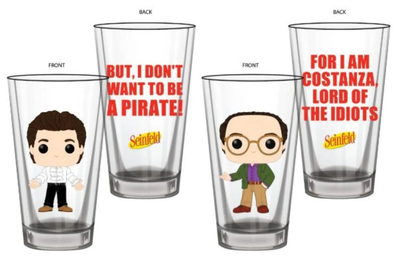 FUNSNFCP0001 Seinfeld - Jerry & George Pop! Glass Set 2-pack - Funko - Titan Pop Culture