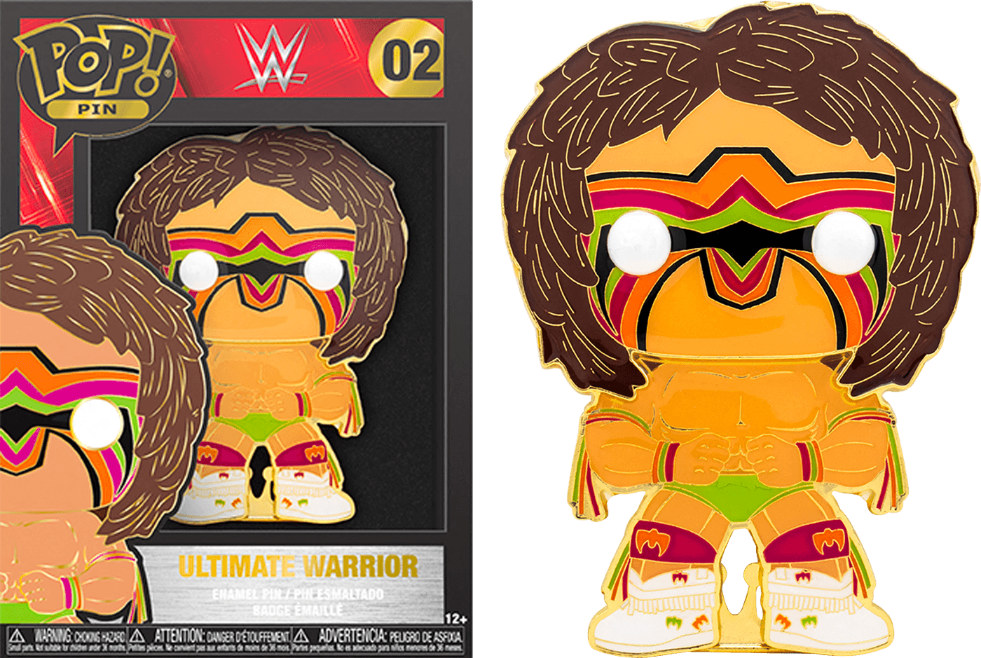 FUNWWEPP0002 WWE - Ultimate Warrior 4" Pop! Enamel Pin - Funko - Titan Pop Culture