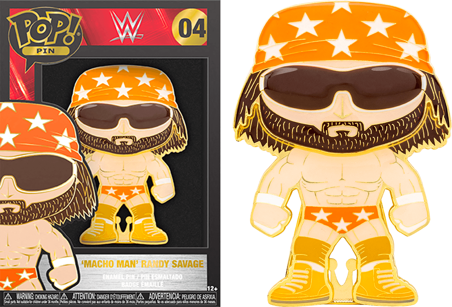 FUNWWEPP0006 WWE - Randy Macho Man Savage (with chase) 4" Pop! Enamel Pin - Funko - Titan Pop Culture