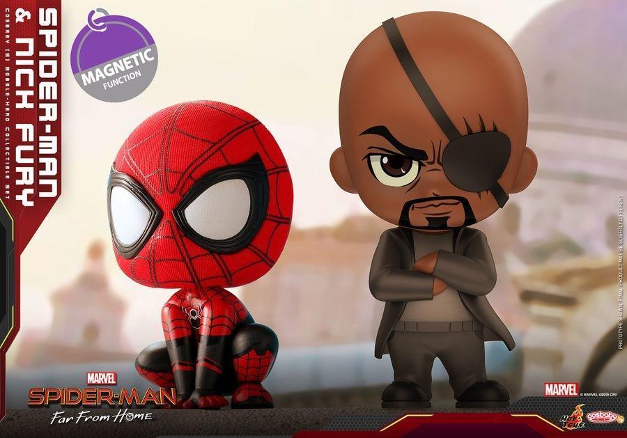 HOTCOSB632 Spider-Man: Far From Home - Spider-Man & Nick Fury Cosbaby Set - Hot Toys - Titan Pop Culture