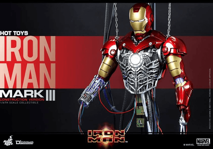 HOTDS003 Iron Man (2008) - Mark III Construction Version 1:6 Scale - Hot Toys - Titan Pop Culture