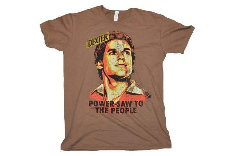 IKO0142S Dexter - Power-Saw Brown Male T-Shirt S - Ikon Collectables - Titan Pop Culture