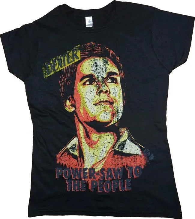 IKO0194M Dexter - Power-Saw Black Female T-Shirt M - Ikon Collectables - Titan Pop Culture