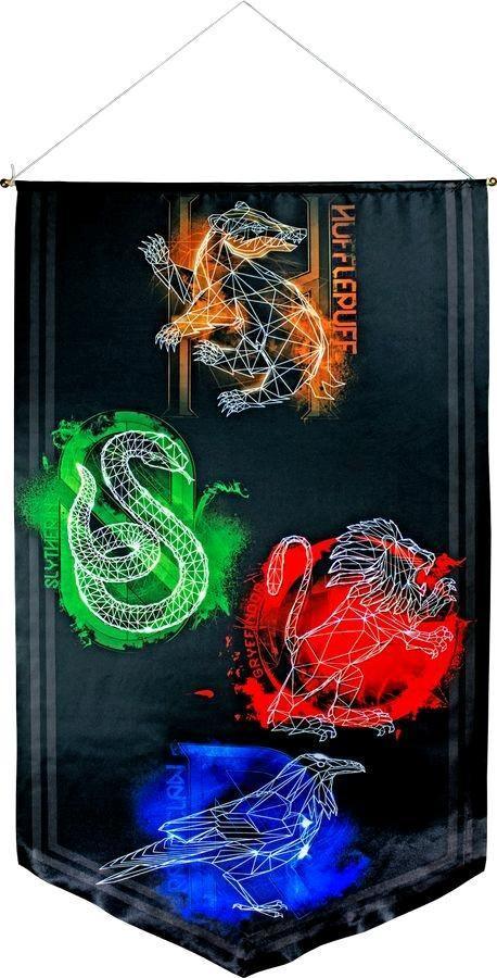 IKO1247 Harry Potter - House Crests Satin Banner - Ikon Collectables - Titan Pop Culture
