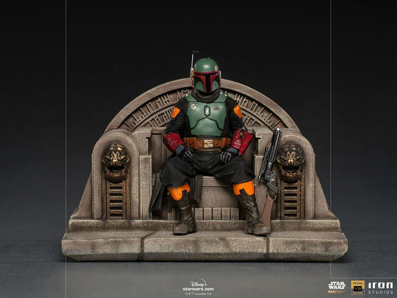 IRO28099 Star Wars: The Mandalorian - Boba Fett on Throne Deluxe 1:10 Scale Statue - Iron Studios - Titan Pop Culture