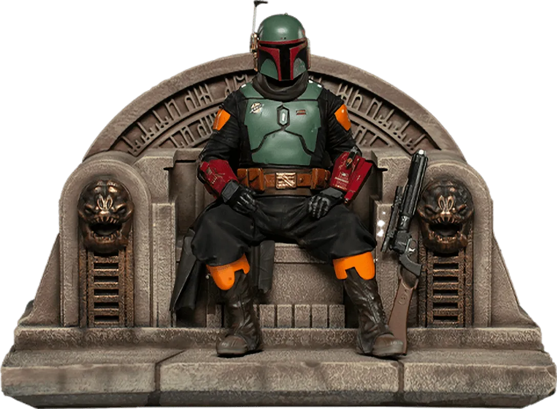 IRO28099 Star Wars: The Mandalorian - Boba Fett on Throne Deluxe 1:10 Scale Statue - Iron Studios - Titan Pop Culture