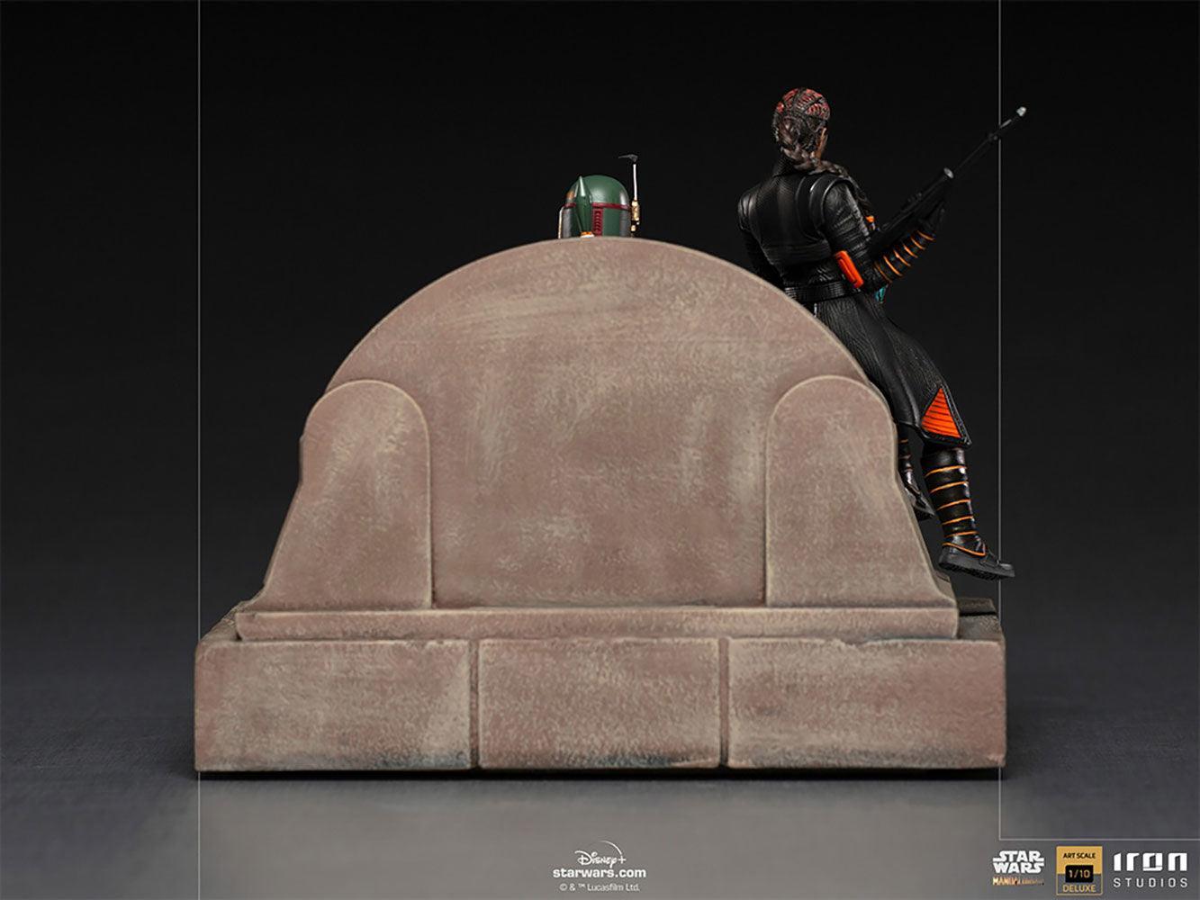 IRO28105 Star Wars: The Mandalorian - Boba Fett & Fennec Shand on Throne Deluxe 1:10 Scale Statue - Quantum Mechanix - Titan Pop Culture