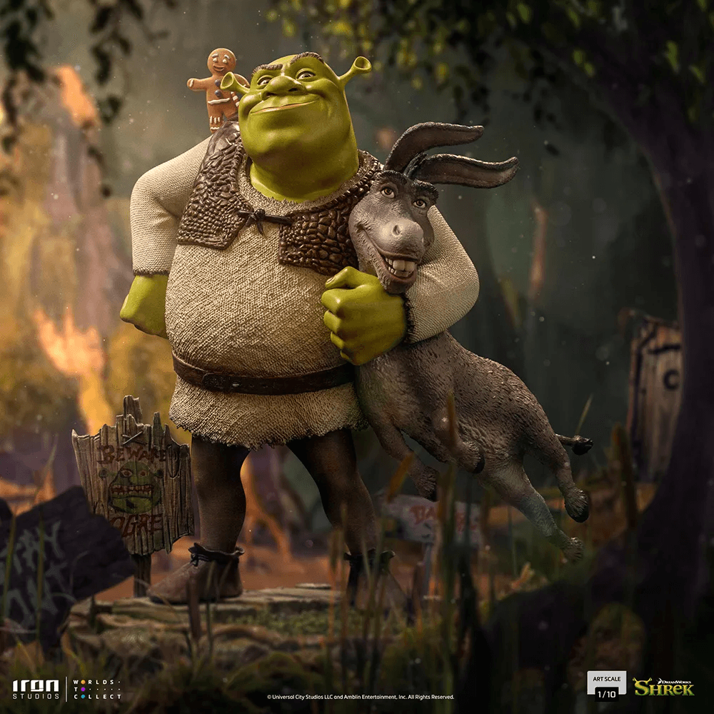 IRO51963 Shrek - Shrek, Donkey & Gingerbread Man Deluxe 1:10 Scale Statue - Iron Studios - Titan Pop Culture