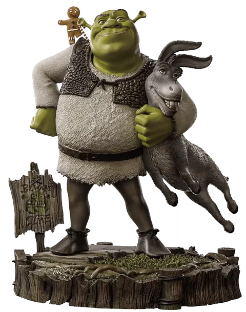 IRO51963 Shrek - Shrek, Donkey & Gingerbread Man Deluxe 1:10 Scale Statue - Iron Studios - Titan Pop Culture