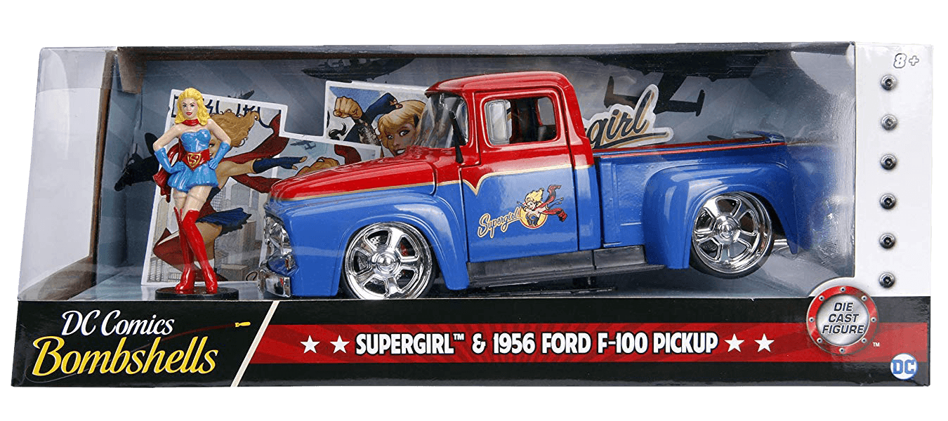 JAD30454 DC Comics Bombshells - Supergirl 1956 Ford F100 1:24 Scale Hollywood Rides Diecast Vehicle - Jada Toys - Titan Pop Culture