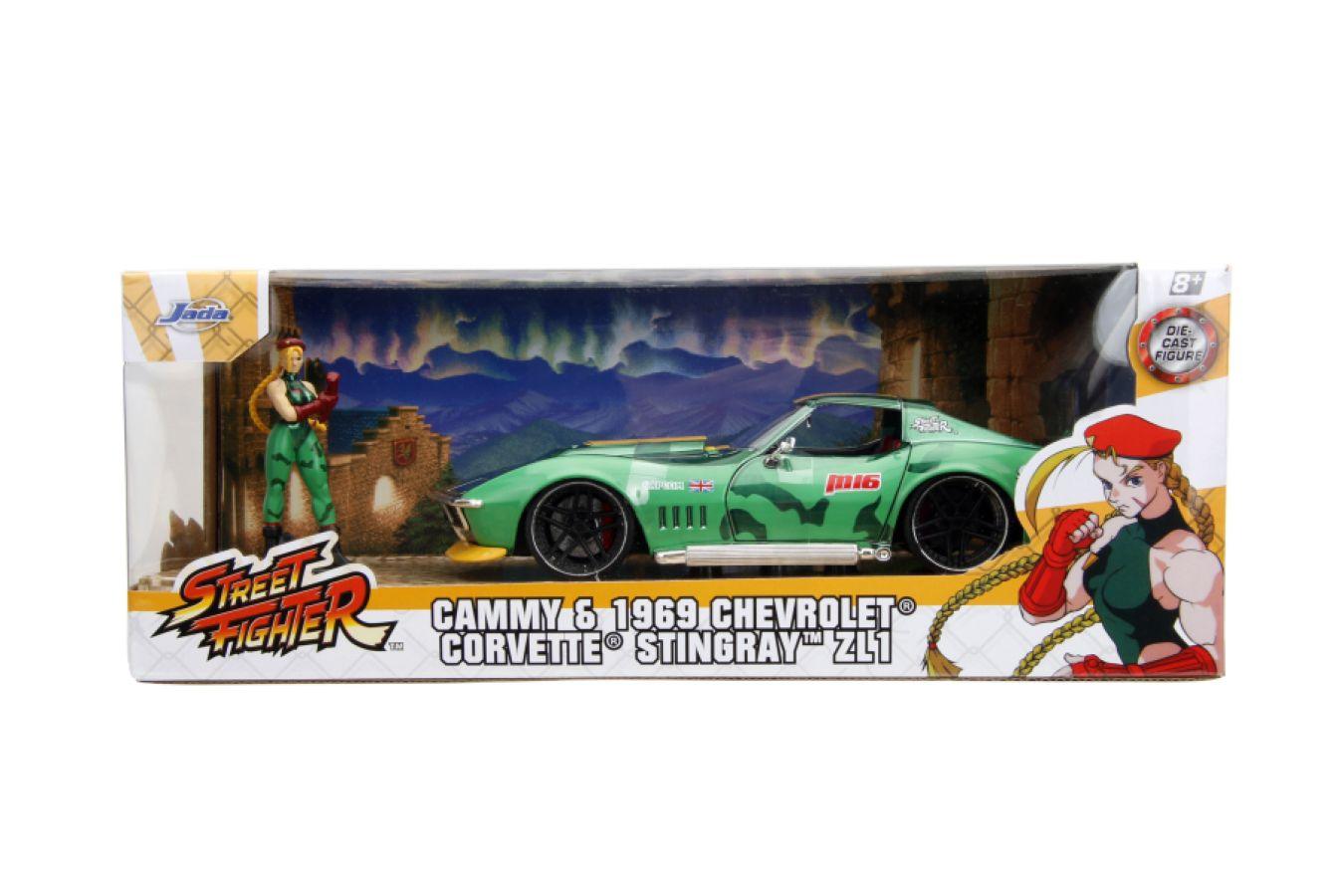 Street Fighter - Chevrolet Corvette Stingray ZL1 (1969) 1:22 Scale with Cammy Figure Jada Toys Titan Pop Culture