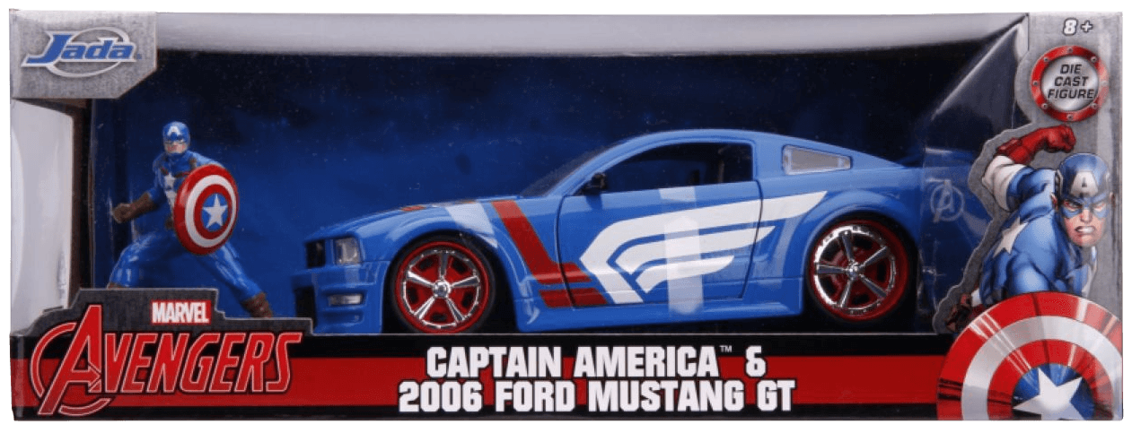 JAD31187 Marvel Comics - Captain America 2006 Ford Mustang GT 1:24 Scale Hollywood Ride - Jada Toys - Titan Pop Culture