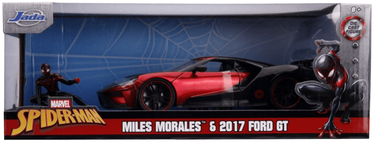 JAD31190 Marvel Comics - Miles Morales 2017 Ford GT 1:24 Scale Hollywood Ride - Jada Toys - Titan Pop Culture